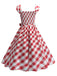 1950s Cap Sleeves Argyle Plaid Swing Dress