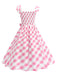 1950s Cap Sleeves Argyle Plaid Swing Dress