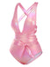 Pink 1970s Metallic Lace-Up Swimsuit
