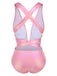 Pink 1970s Metallic Lace-Up Swimsuit