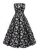 [Pre-Sale] Black 1930s Floral Gold Thread Strapless Dress