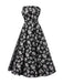 [Pre-Sale] Black 1930s Floral Gold Thread Strapless Dress