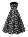 [Pre-Sale] Black 1930s Floral Gold Thread Strapless Dress