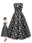 [Pre-Sale] Black 1930s Floral Gold Thread Strapless Dress