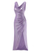 [Pre-Sale] Lavender 1960s Cowl Neck High-Slit Pearlescent Dress
