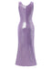 [Pre-Sale] Lavender 1960s Cowl Neck High-Slit Pearlescent Dress