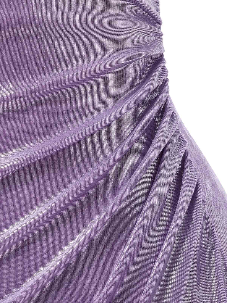 [Pre-Sale] Lavender 1960s Cowl Neck High-Slit Pearlescent Dress