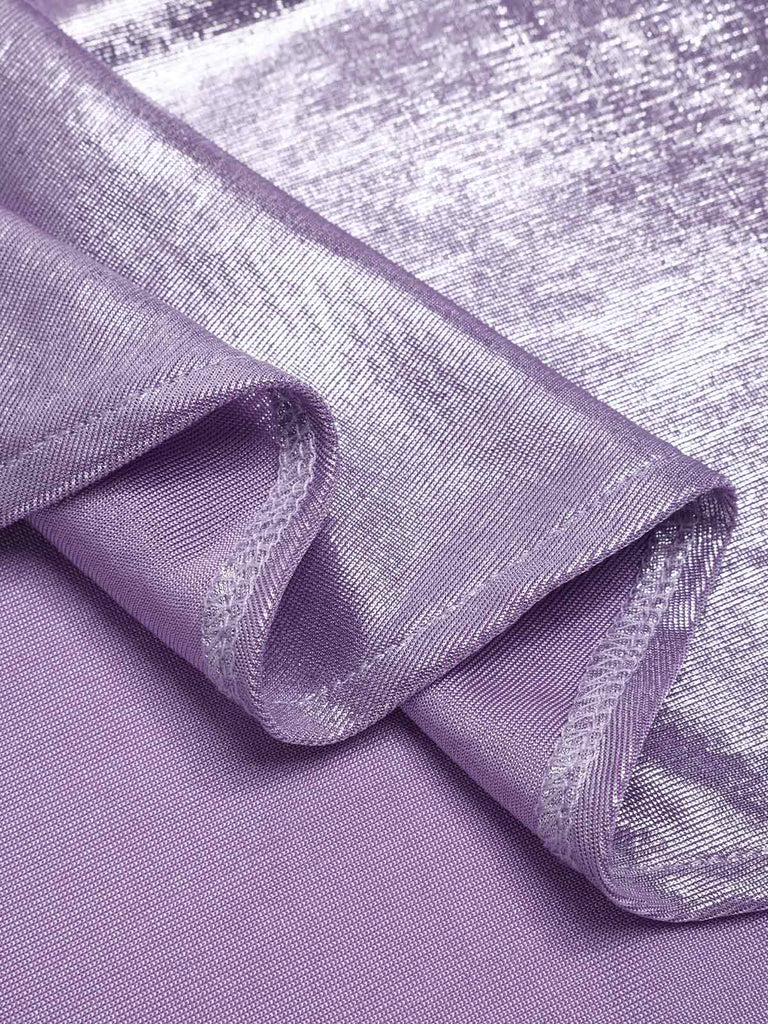 [Pre-Sale] Lavender 1960s Cowl Neck High-Slit Pearlescent Dress