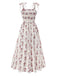 [Pre-Sale] White 1940s Suspender Smocked Bohemian Floral Dress
