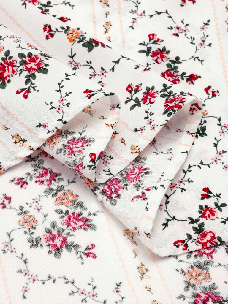 [Pre-Sale] White 1940s Suspender Smocked Bohemian Floral Dress