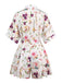 Multicolor 1950s Floral Lapel Batwing Sleeve Romper
