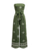 Green 1970s Wide-Legs Bohemian Bandeau Jumpsuit