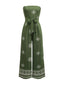 Green 1970s Wide-Legs Bohemian Bandeau Jumpsuit