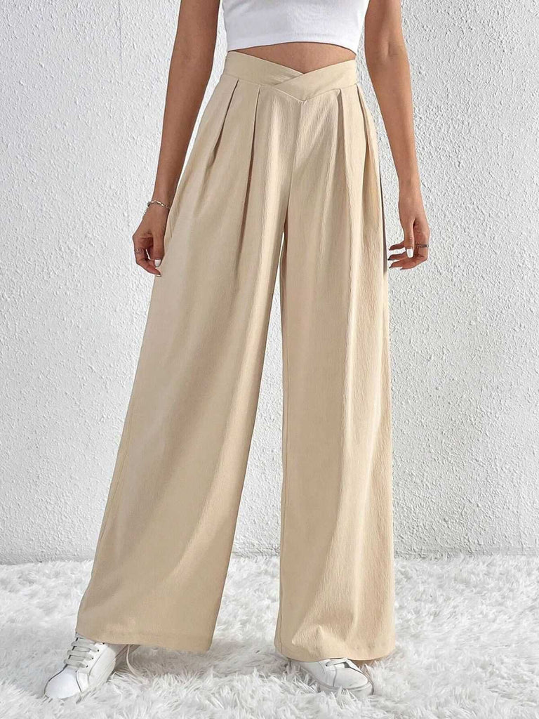 1930s Solid Cross Pleated Straight Pants
