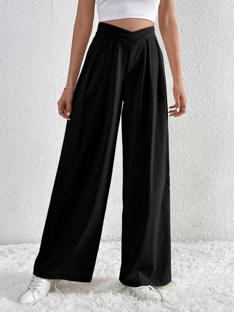 1930s Solid Cross Pleated Straight Pants