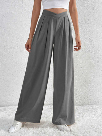1930s Solid Cross Pleated Straight Pants