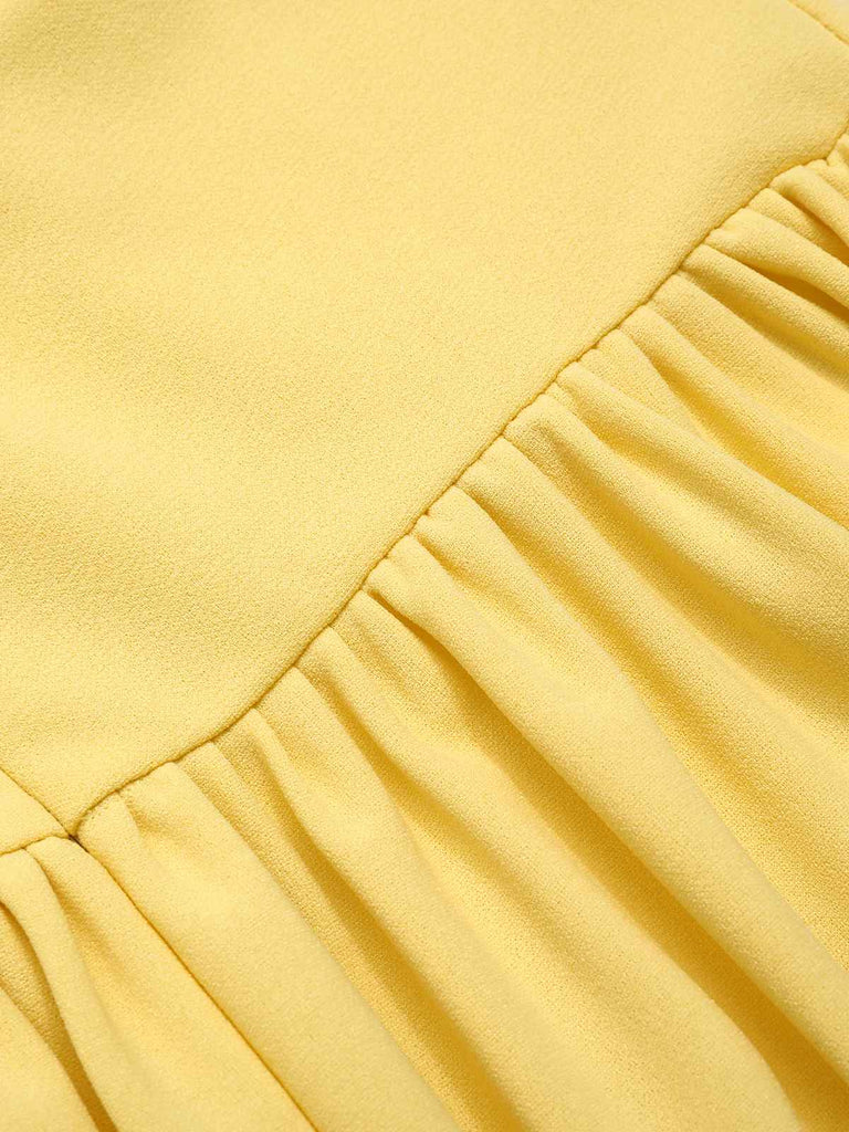 Yellow 1940s Solid Corset Spaghetti Straps Dress