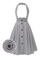 [Pre-Sale] Gray 1950s Button Pin Check Suspender Skirt