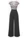 [Pre-Sale] Gray 1950s Fish Patchwork Buttoned Jumpsuit