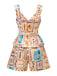 2PCS Multicolor 1940s Marine Life Prints Top & Shorts