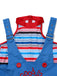 Blue 2PCS 1960s Halloween Chucky Striped Top & Wide Strap Dress