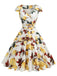 Yellow 1950s Surplice V-Neck Lemon Dress