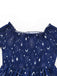 Blue 1950s Stars Moon Irregular Hem Off-Shoulder Dress