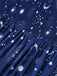 Blue 1950s Stars Moon Irregular Hem Off-Shoulder Dress
