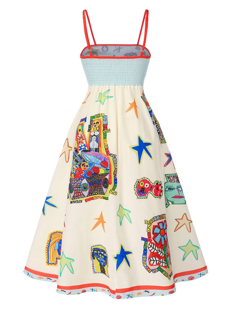 Multicolor 1950s Marine Life Print Dress