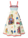 Multicolor 1950s Marine Life Print Dress