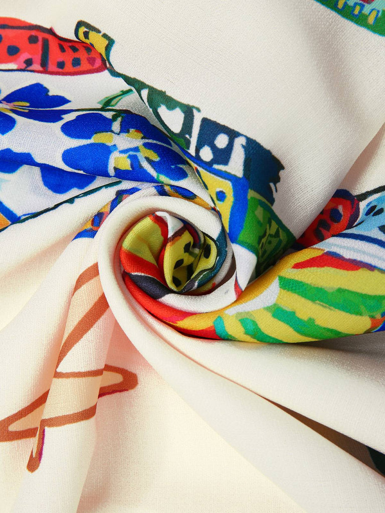 Multicolor 1950s Marine Life Print Dress