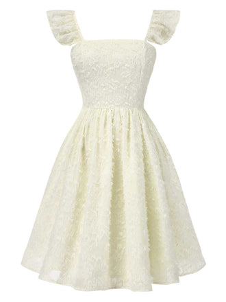Beige 1950s Strap Square Neck Backless Dress