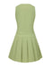 2PCS 1960s Solid Buttons Vest & Pleated Skirt