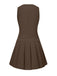 2PCS 1960s Solid Buttons Vest & Pleated Skirt