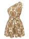 1950s One Shoulder Floral Print Belted Romper
