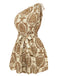 1950s One Shoulder Floral Print Belted Romper