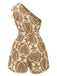 1950s One Shoulder Floral Print Belted Romper