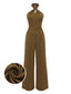 [Pre-Sale] 1950s Solid Cross-Halter Belted Jumpsuit