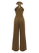 [Pre-Sale] 1950s Solid Cross-Halter Belted Jumpsuit