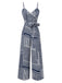 [Pre-Sale] Blue Gray 1930s Irregular Geometric Suspender Jumpsuit