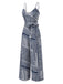 [Pre-Sale] Blue Gray 1930s Irregular Geometric Suspender Jumpsuit