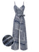 [Pre-Sale] Blue Gray 1930s Irregular Geometric Suspender Jumpsuit