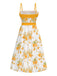 [Pre-Sale] 1940s Floral Spaghetti Straps Belted Dress