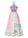 Pink 1970s Round Halter Tropical Boho Dress