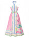 Pink 1970s Round Halter Tropical Boho Dress