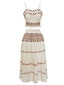2PCS Beige 1970s Bohemian Fringe Strap Top & Skirt