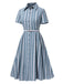 [Pre-Sale] Blue 1950s Geometric Print Lapel Dress