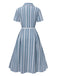 [Pre-Sale] Blue 1950s Geometric Print Lapel Dress