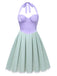 [Pre-Sale] [Plus Size] Lavender & Green 1940s Shell Pearl Pleated Dress