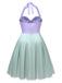 [Pre-Sale] [Plus Size] Lavender & Green 1940s Shell Pearl Pleated Dress